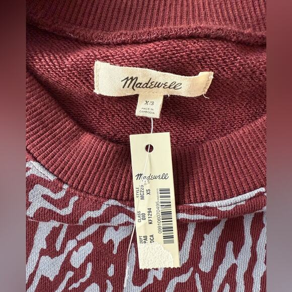 NWT Madewell (Re)sourced Cotton Oversized Sweatshirt in Tigerized Print Size XS - Picture 7 of 10